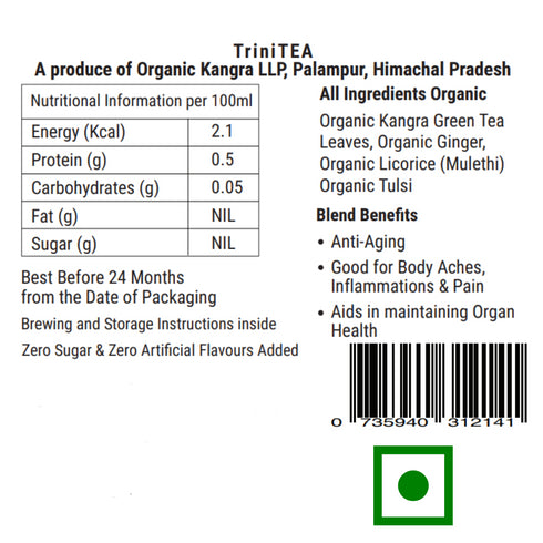 Organic Ginger Mulethi Whole Leaf Green Tea